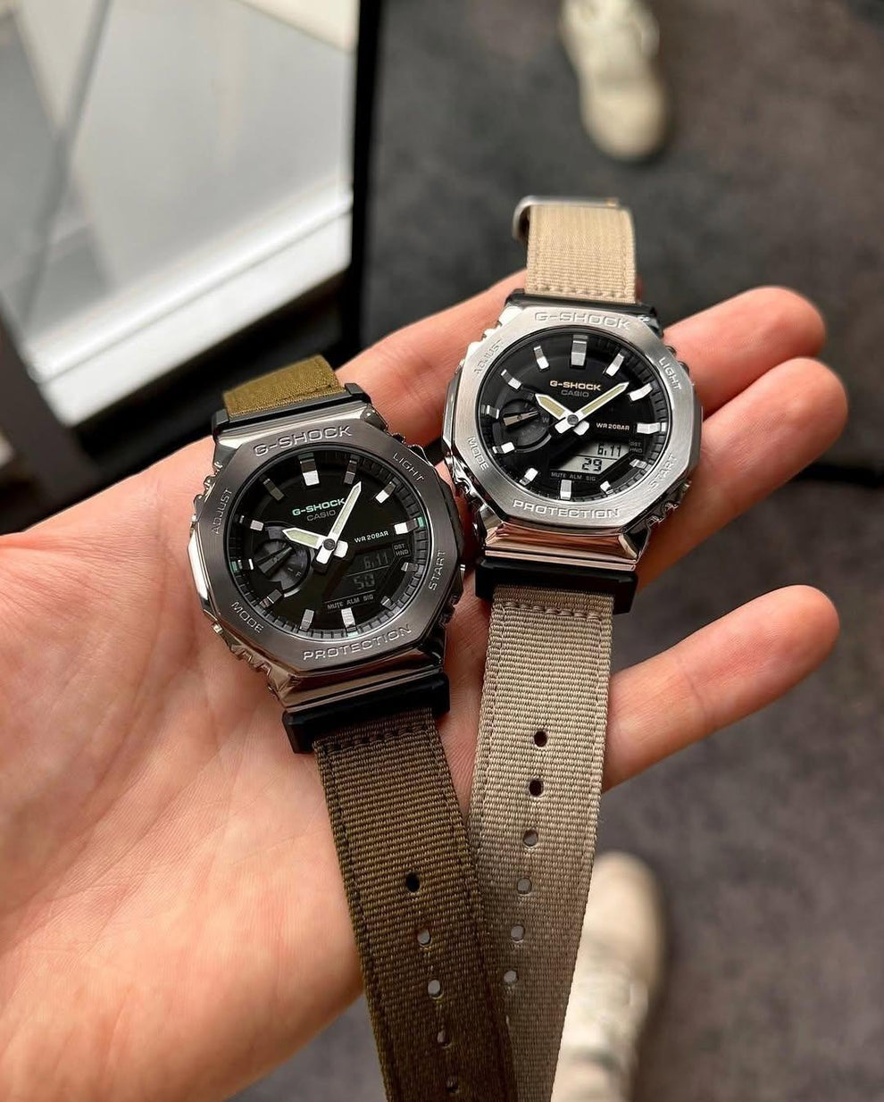 G SHOCK 2100 D Black Dial Brown Strap Watch