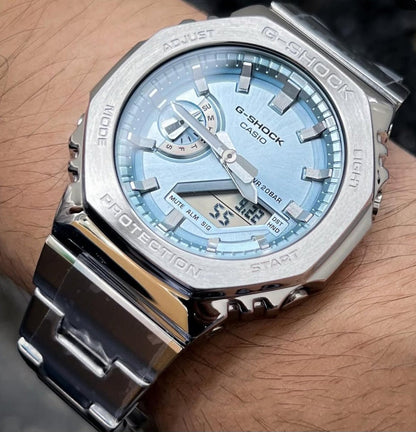 G SHOCK 2100 D SILVER TIFFANY BLUE DIAL WATCH