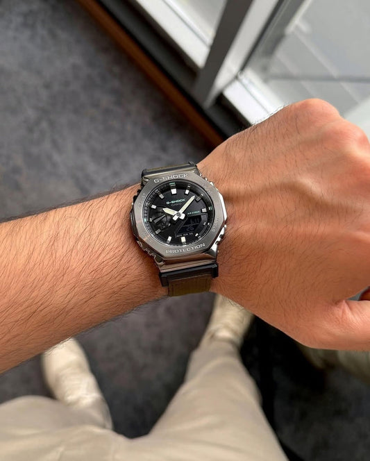 G SHOCK 2100 D Black Dial Brown Strap Watch