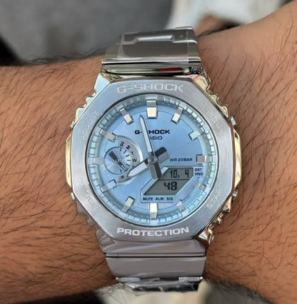 G SHOCK 2100 D SILVER TIFFANY BLUE DIAL WATCH