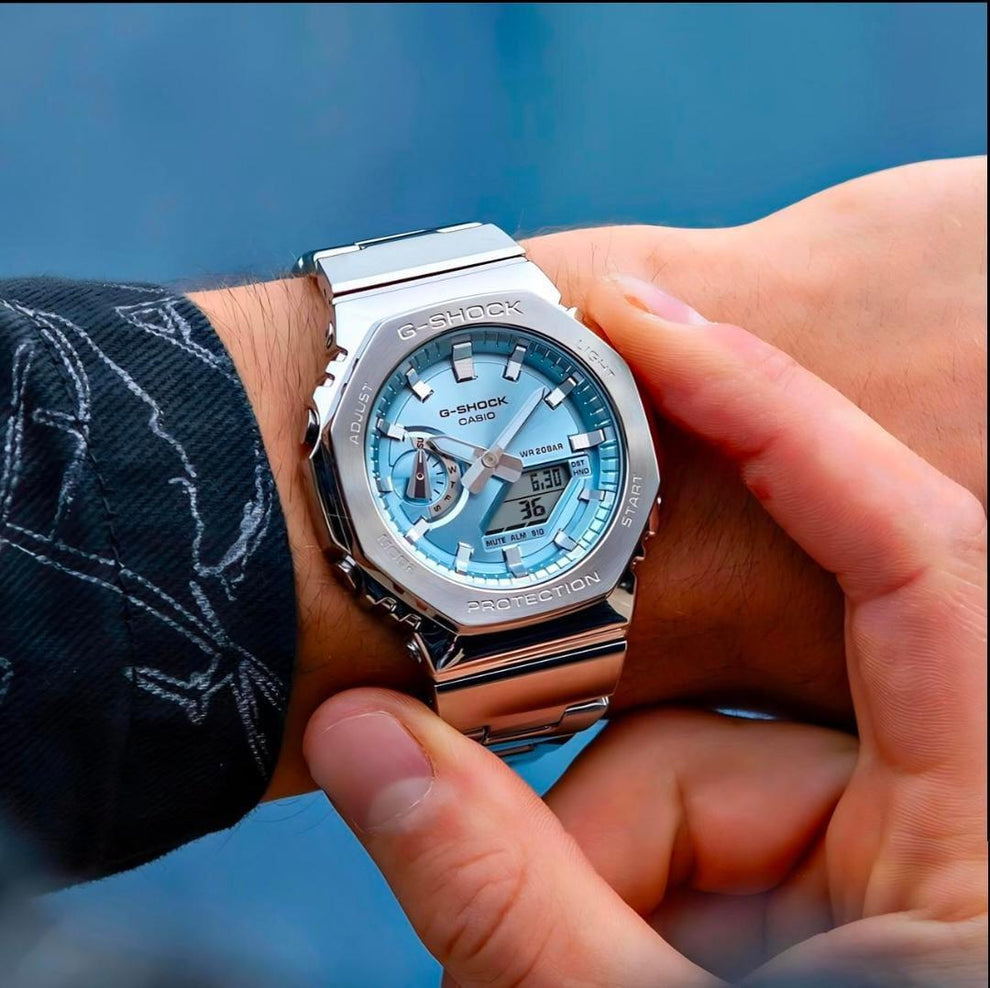 G SHOCK 2100 D SILVER TIFFANY BLUE DIAL WATCH